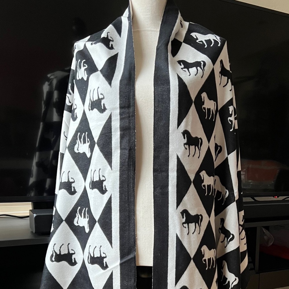 Women New Horse jacquard women's scarf warm shawl artificial cashmere scarf
